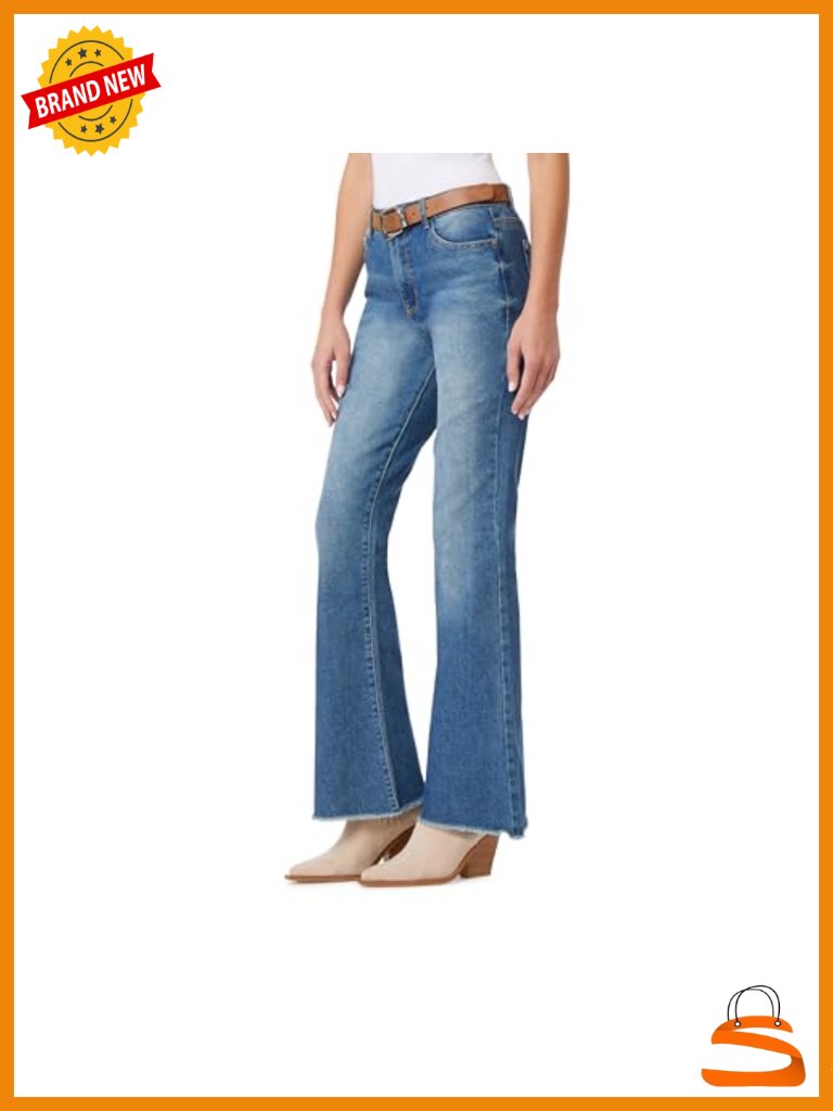 High-Rise Flared Jeans With Removable Belt - Stretch Denim